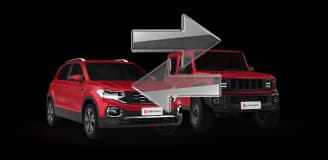 Indicação de comparação entre dois carros.